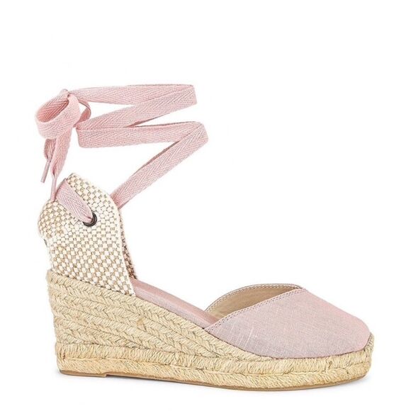 Soludos Tall Wedge Linen In Dusty Rose - Picture 2 of 4